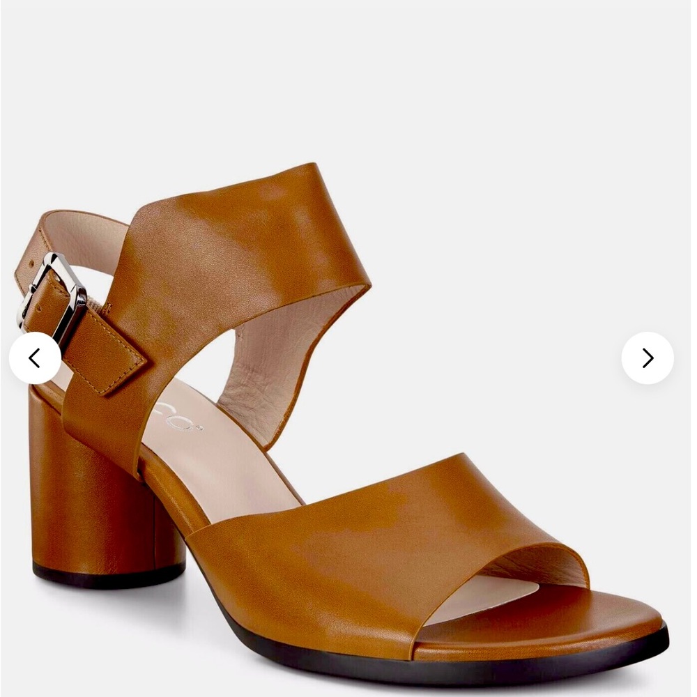 NIB ECCO Shape Block Heel Slingback Sandal Camel Brown Sz 41 /10-10.5 MSRP 175$